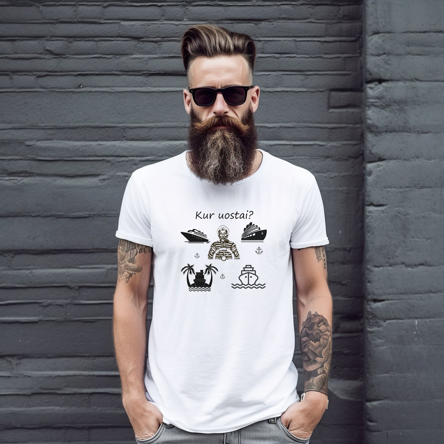 Organinės medvilnės unisex marškinėliai: "Kur uostai?"