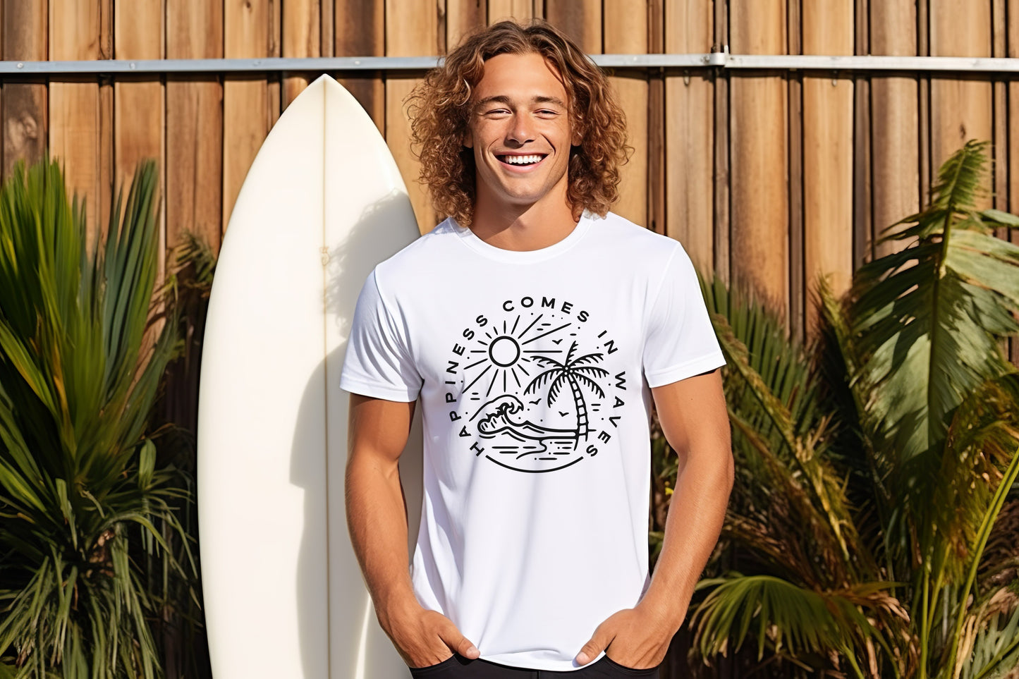 Unisex marškinėliai: Happiness comes in waves