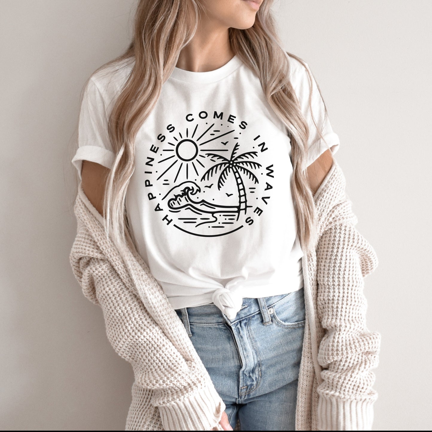 Unisex marškinėliai: Happiness comes in waves