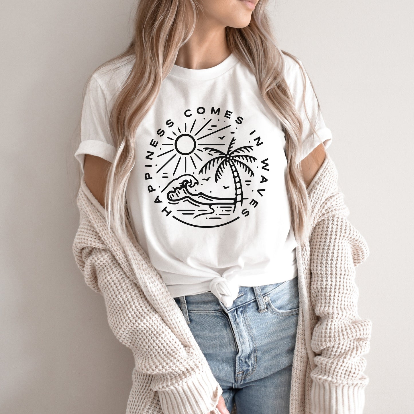Unisex marškinėliai: Happiness comes in waves
