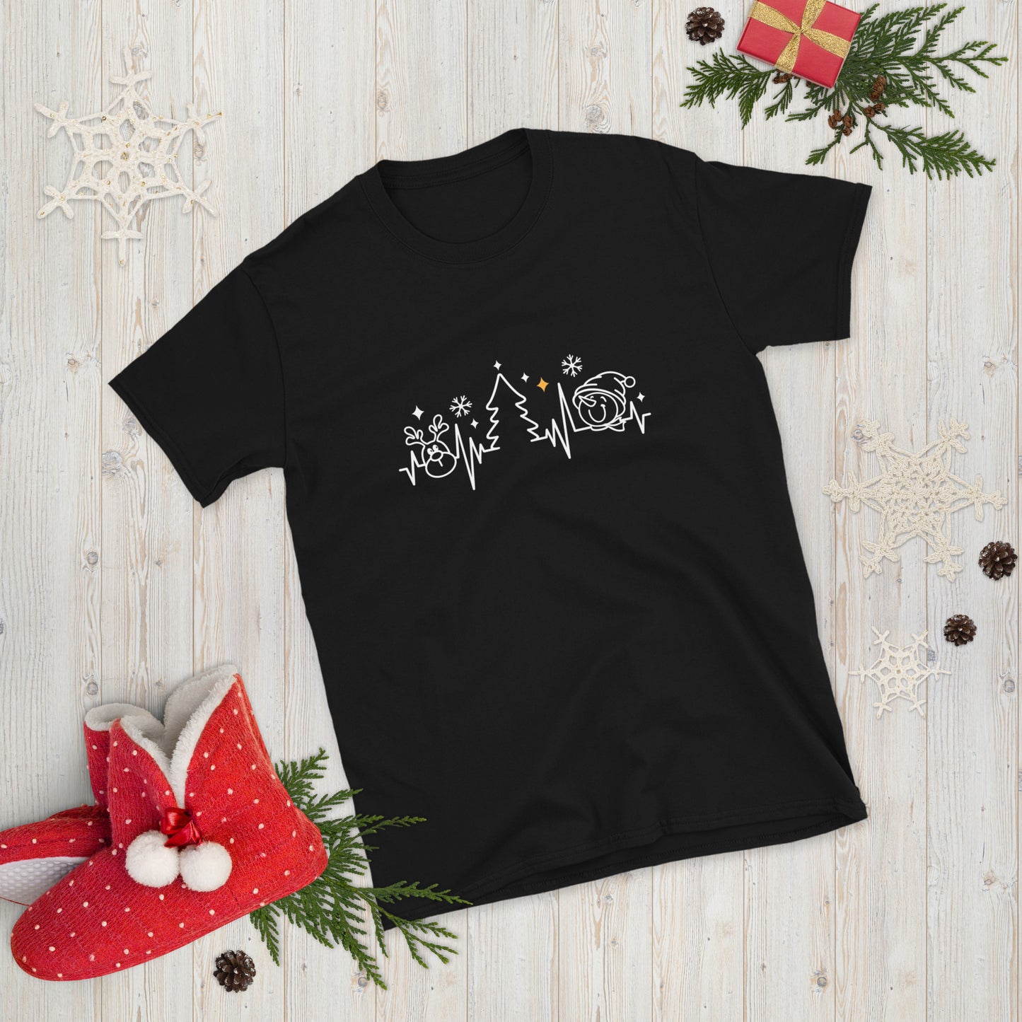 Unisex kalėdiniai marškinėliai: Kalėdų širdies dūžiai