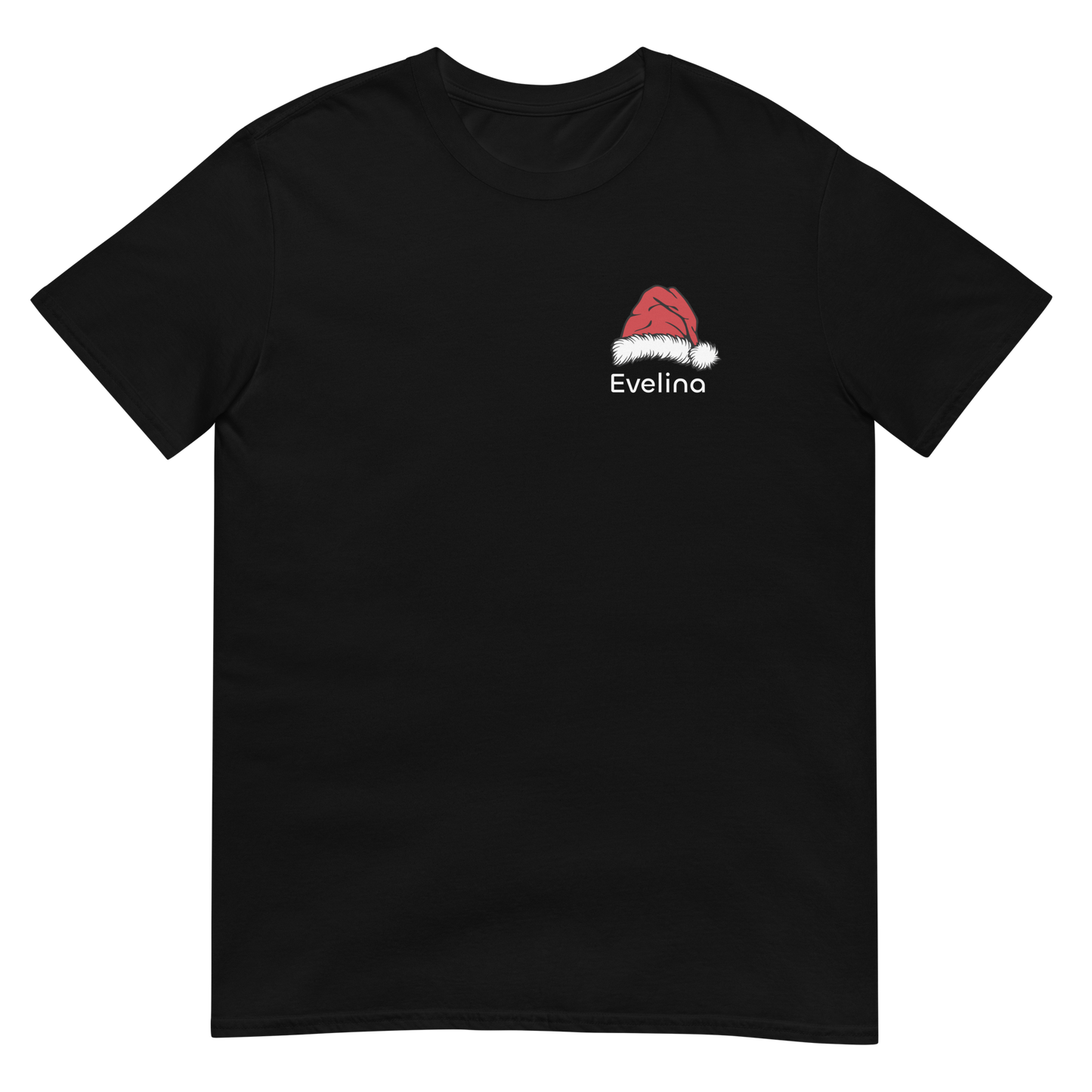 Unisex personalizuoti kalėdiniai marškinėliai: Kalėdinė kepurė su užrašu