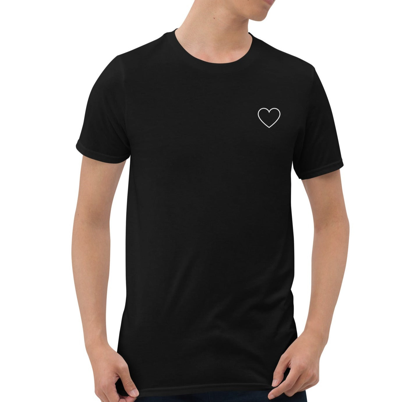 Unisex marškinėliai: Minimalistinė balta širdelė