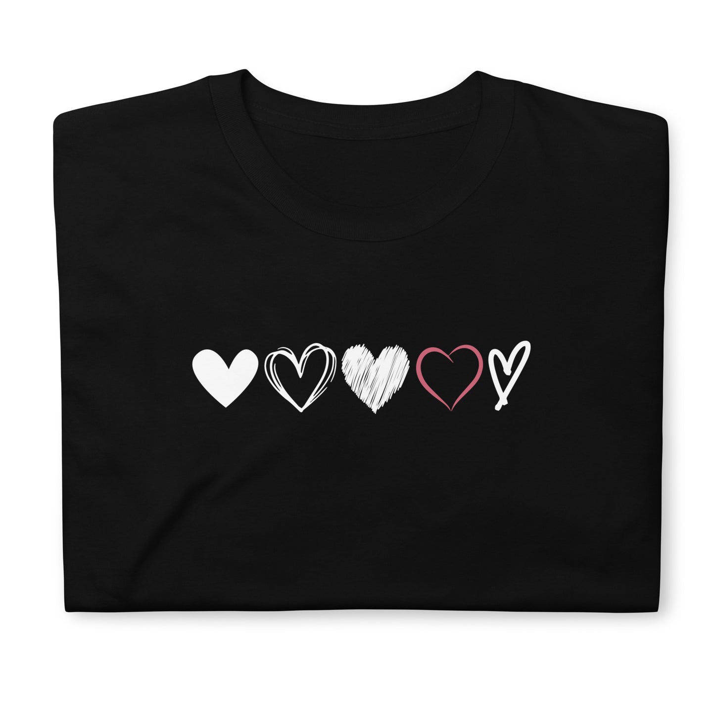 Unisex marškinėliai: Širdučių eilutė