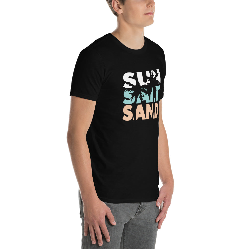 Unisex atostogų marškinėliai: Sun, Sand, Salt,