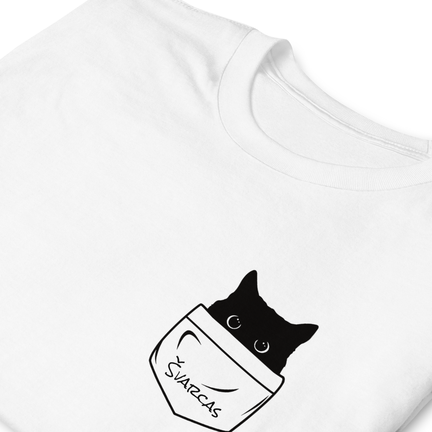 Personalizuoti unisex marškinėliai: Katinas kišenėje (basic)