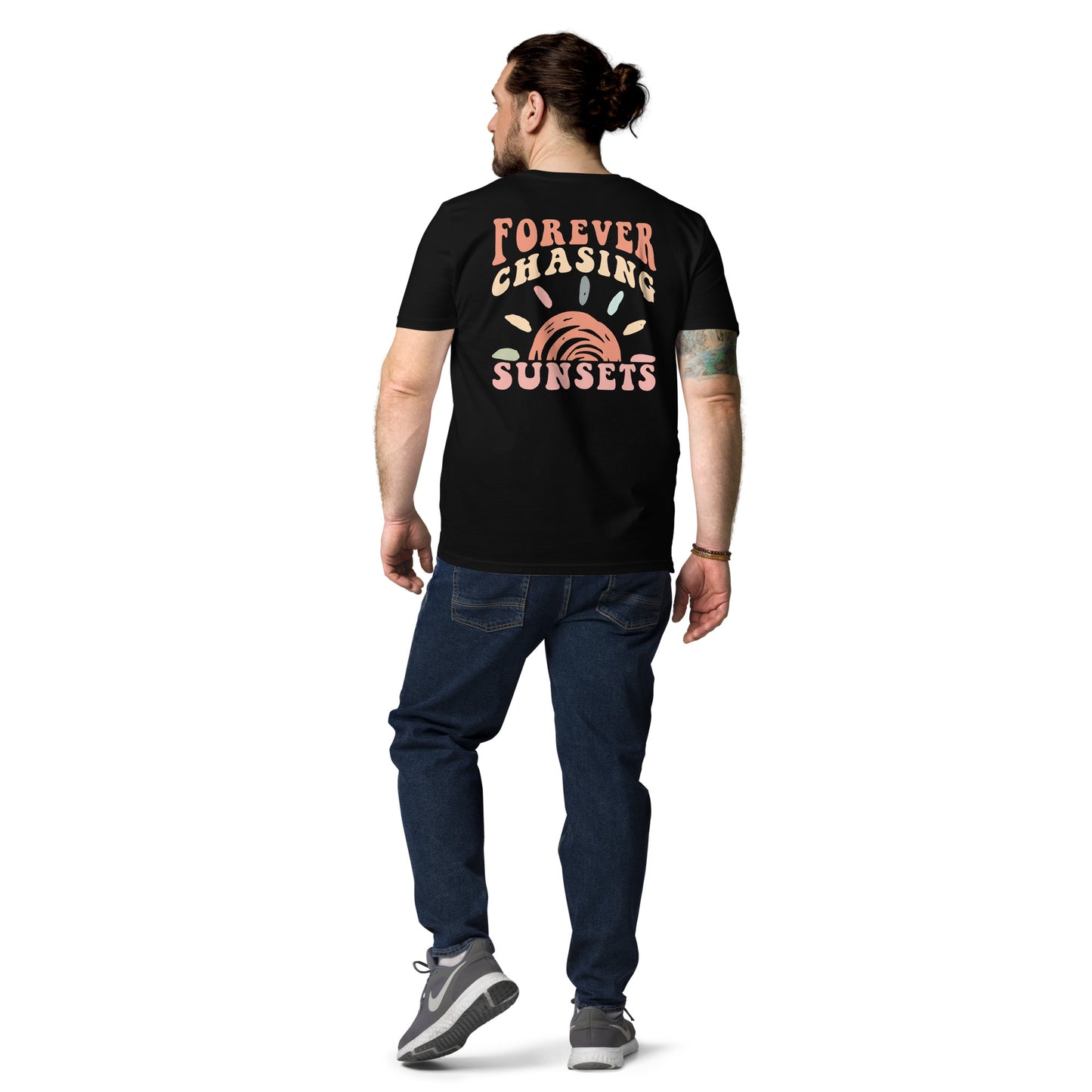 Unisex marškinėliai: forever chasing sunset 1