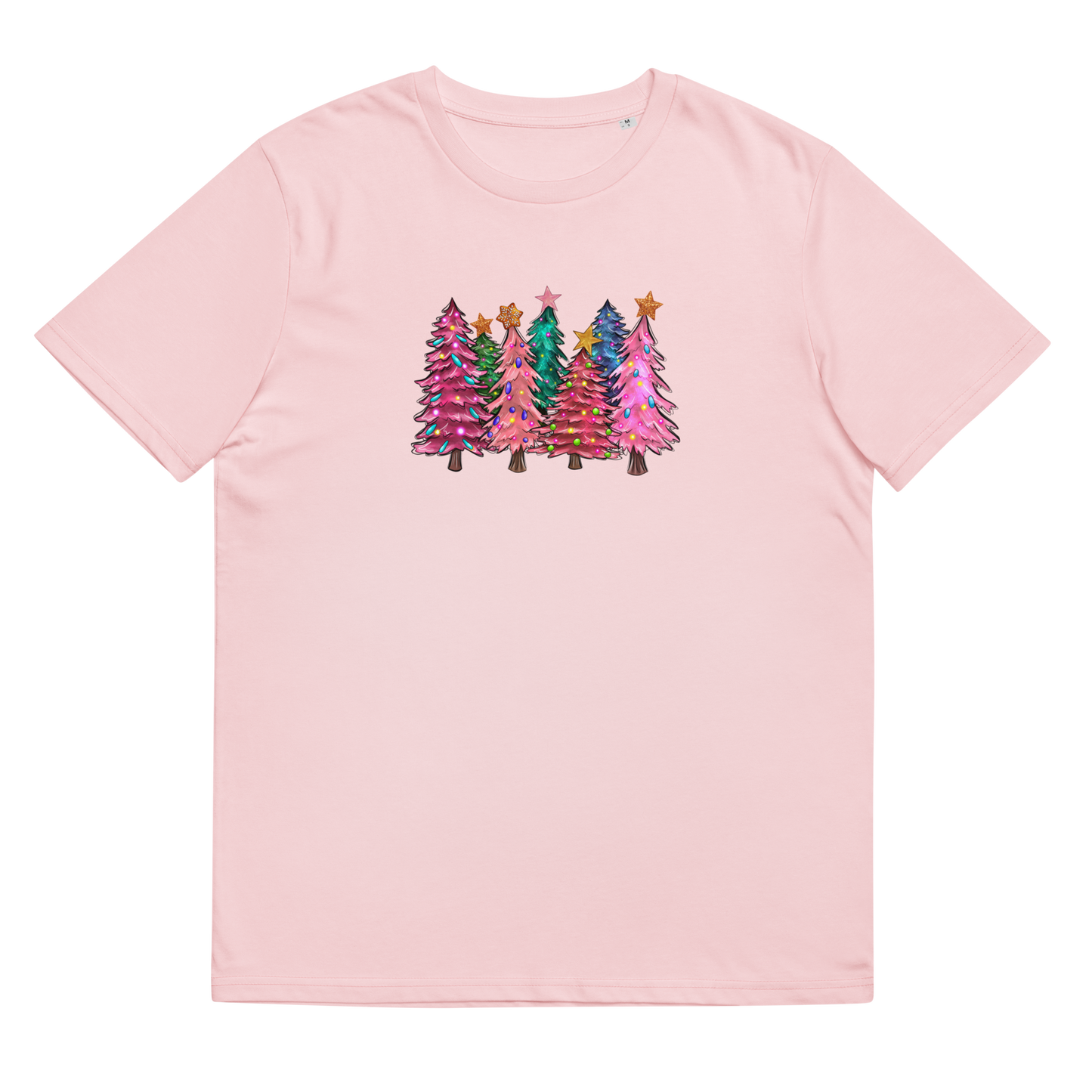 Organinės medvilnės unisex marškinėliai: Rožinės eglutės