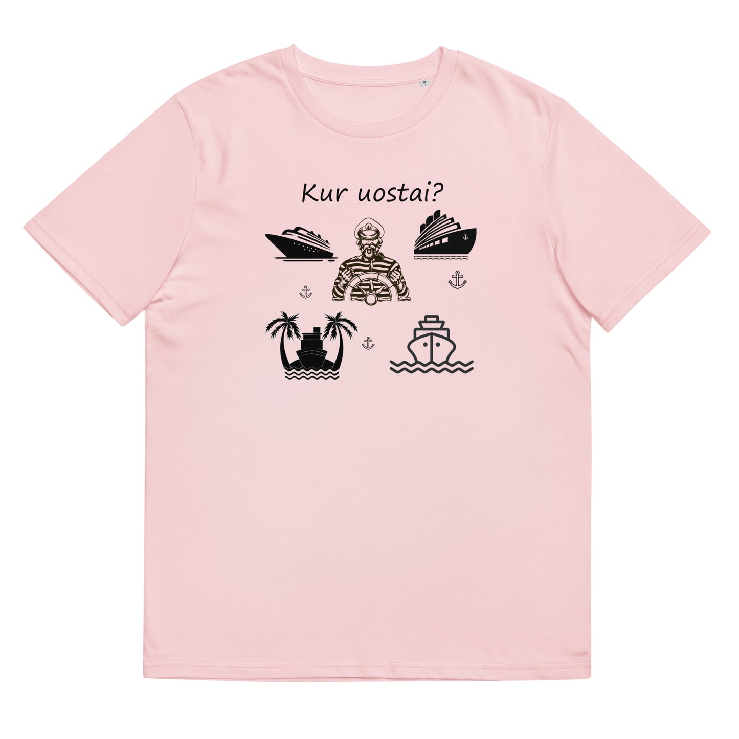 Organinės medvilnės unisex marškinėliai: "Kur uostai?"