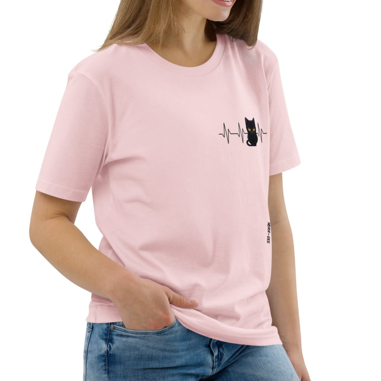 Organinės medvilnės unisex marškinėliai: Širdyje tik katinas