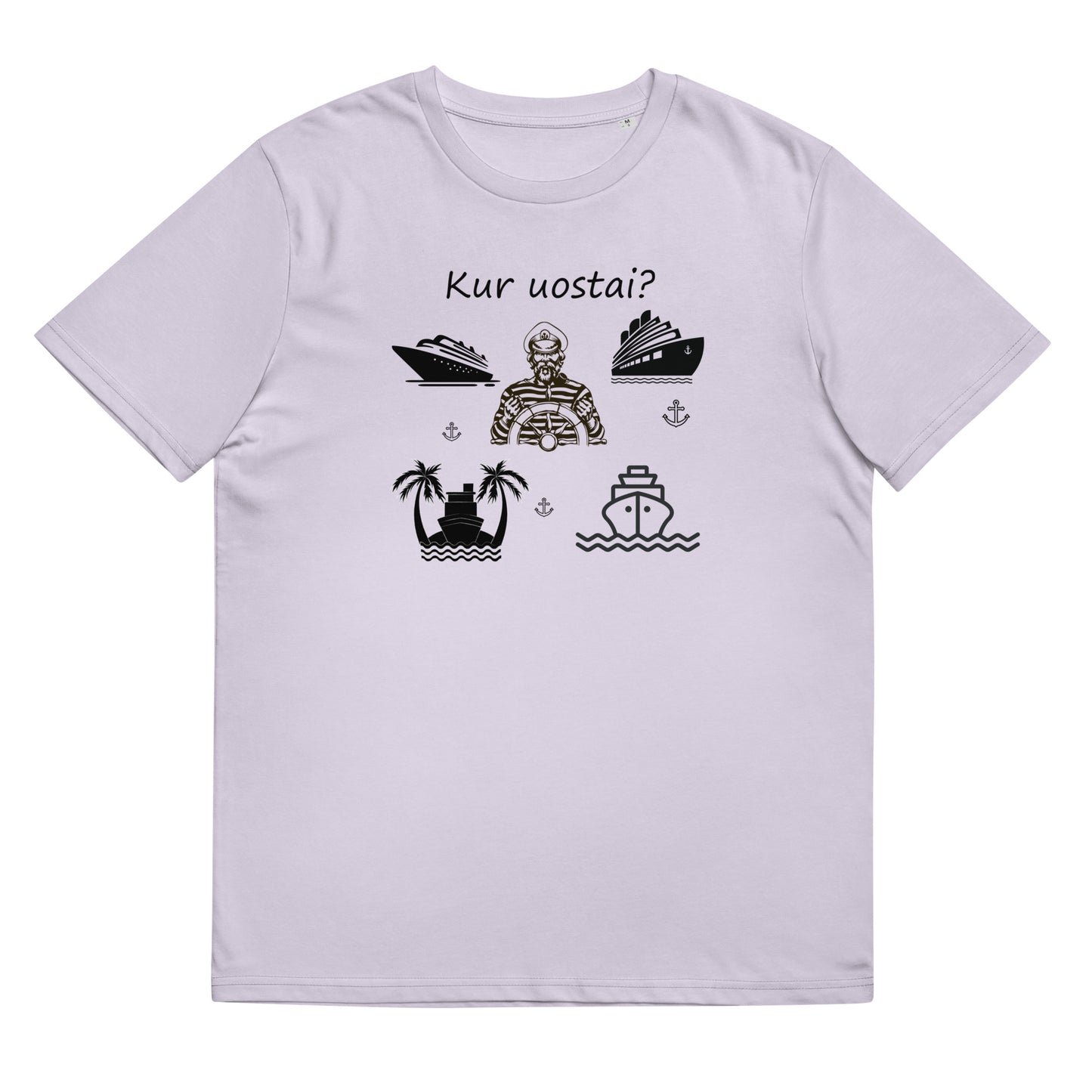Organinės medvilnės unisex marškinėliai: "Kur uostai?"