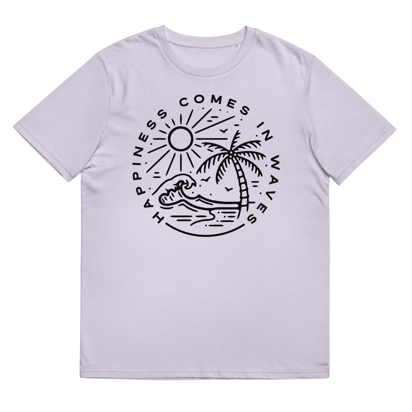 Organinės medvilnės unisex marškinėliai:  Happiness comes in waves
