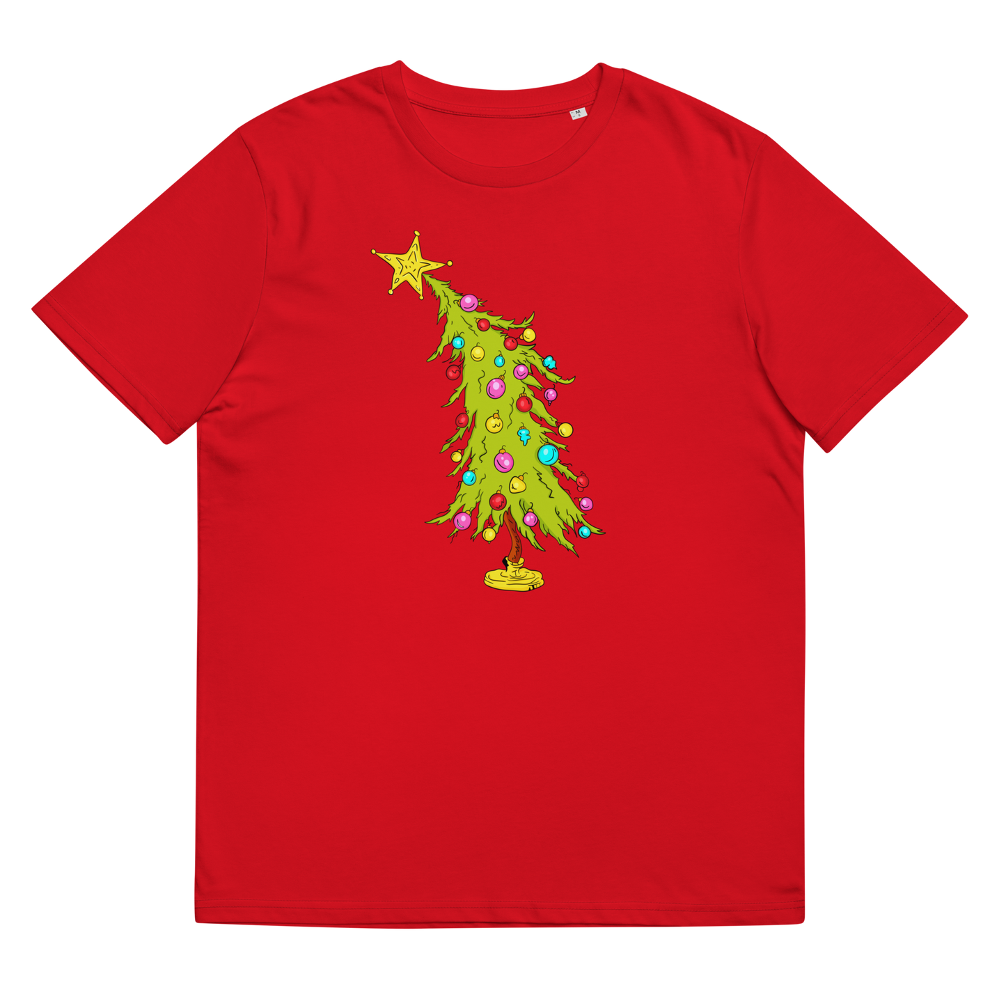 Organinės medvilnės unisex marškinėliai: Pamišusi Kalėdų eglutė