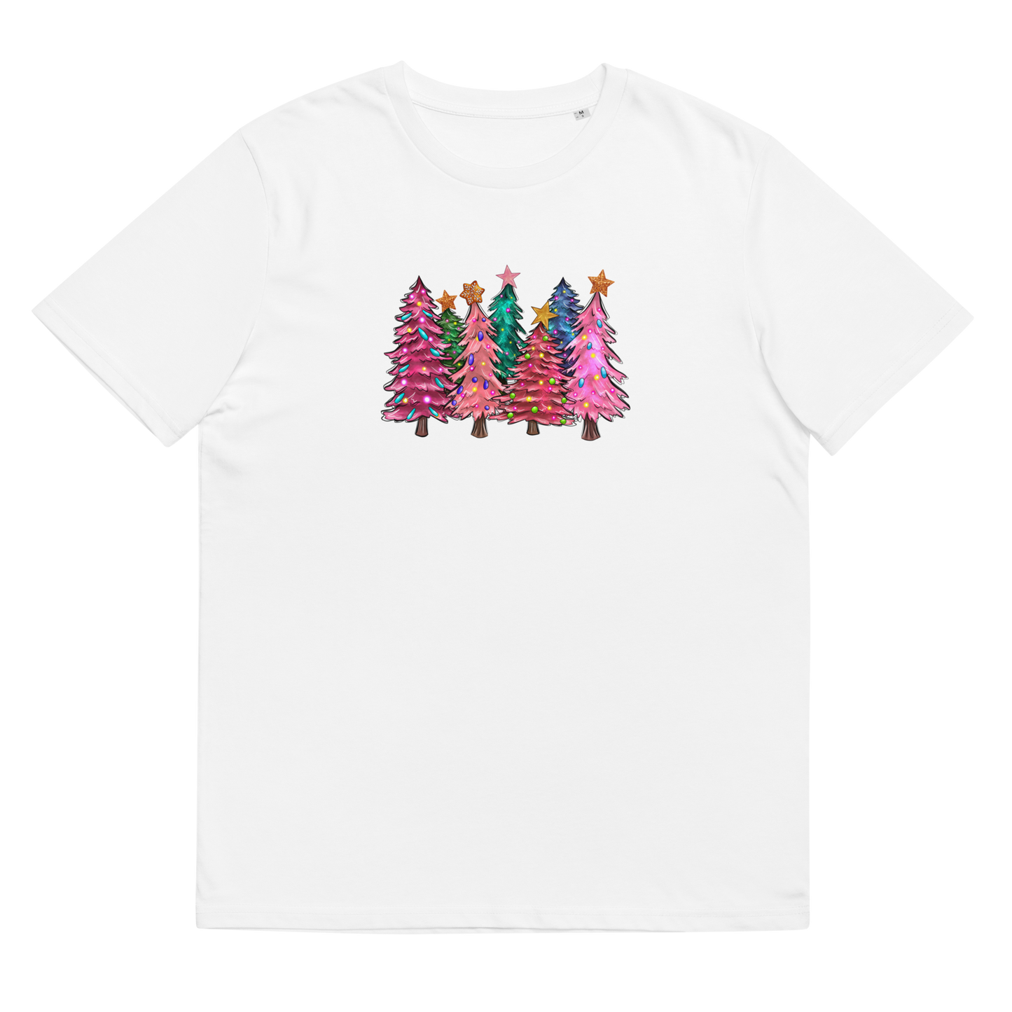 Organinės medvilnės unisex marškinėliai: Rožinės eglutės