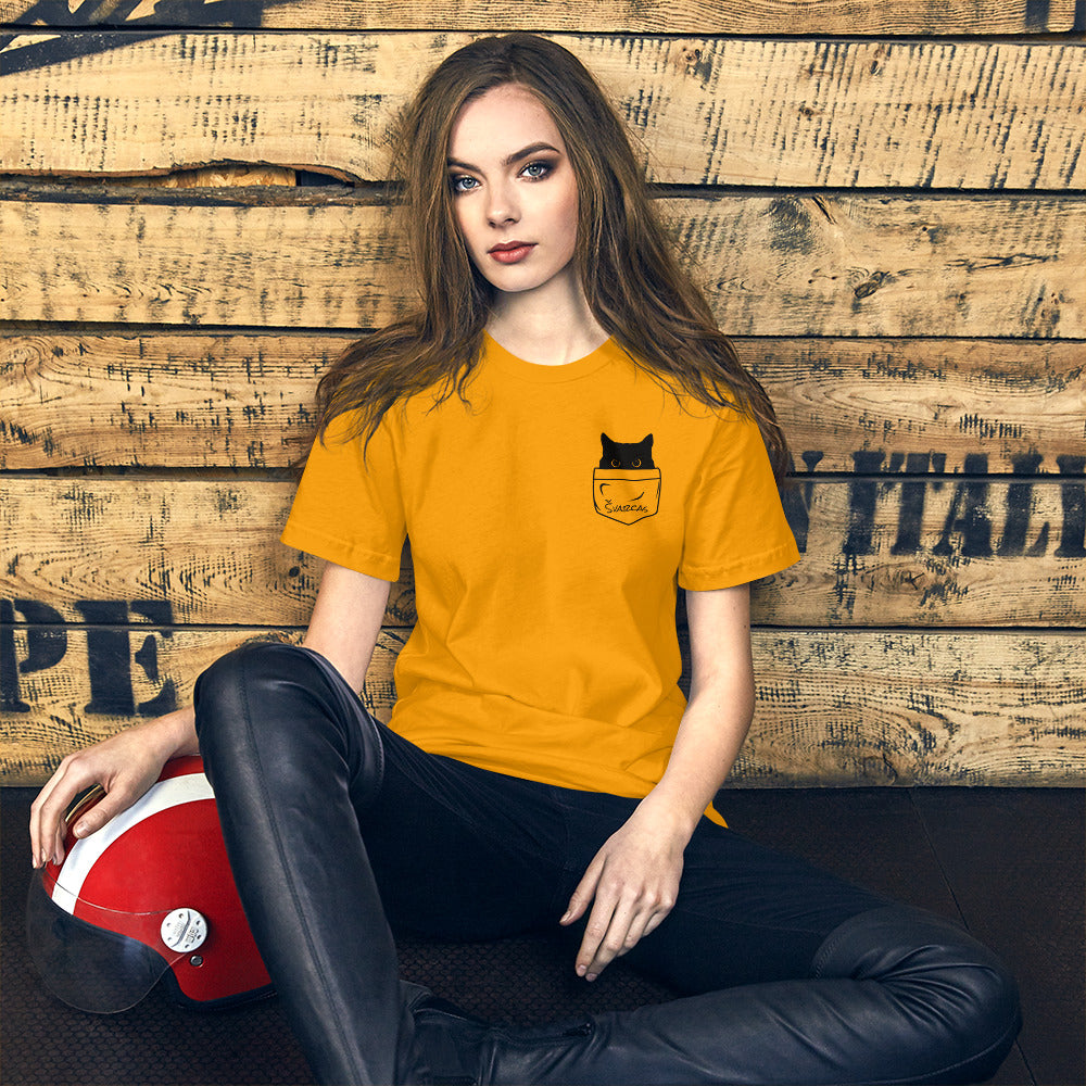 Personalizuoti unisex marškinėliai: Katinas kišenėje (comfort)