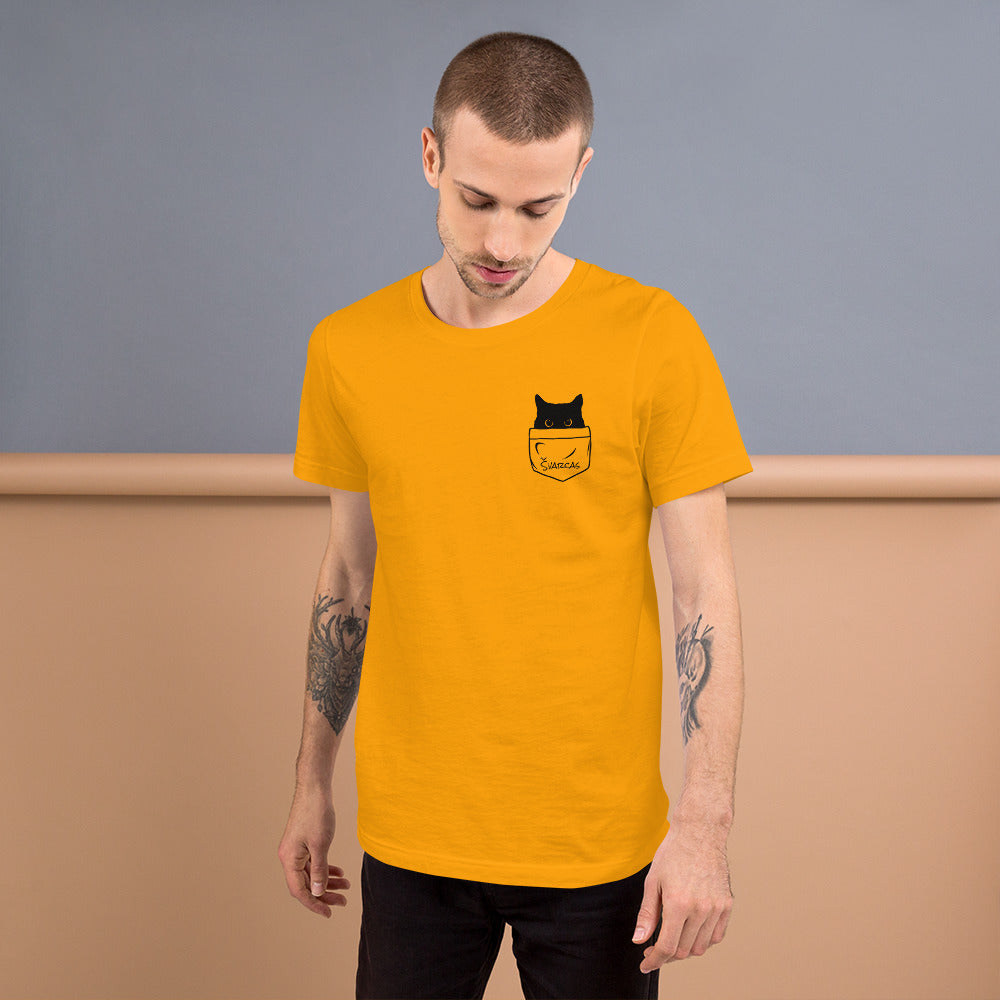 Personalizuoti unisex marškinėliai: Katinas kišenėje (comfort)