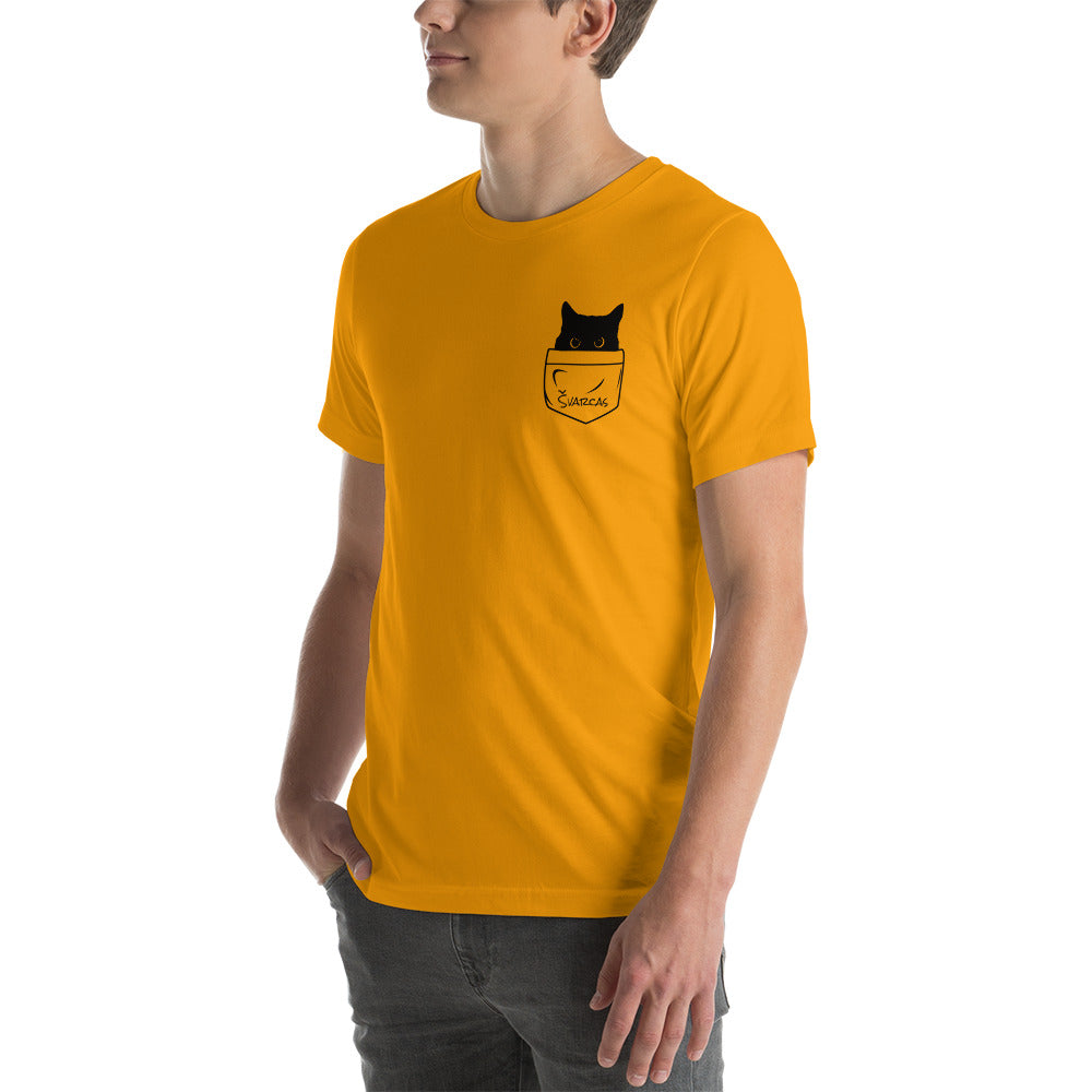 Personalizuoti unisex marškinėliai: Katinas kišenėje (comfort)