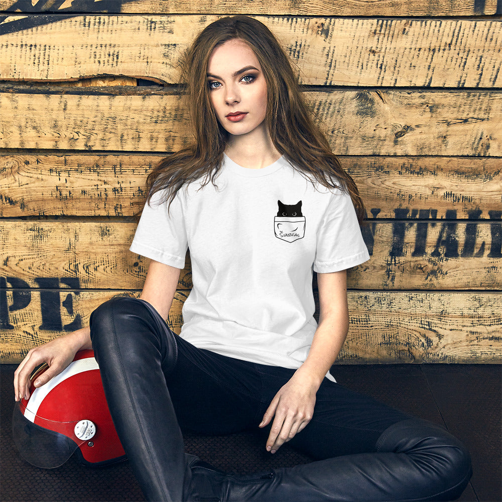 Personalizuoti unisex marškinėliai: Katinas kišenėje (basic)