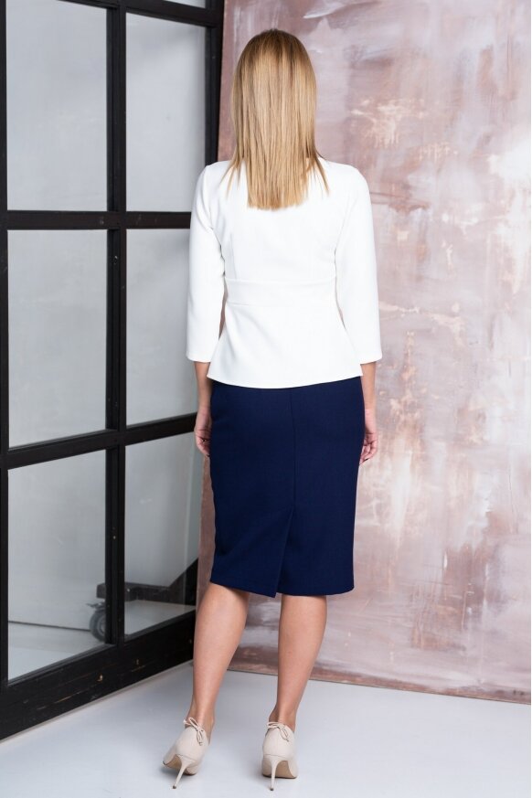 Sophisticated blouse, navy blue/milk white/brick red