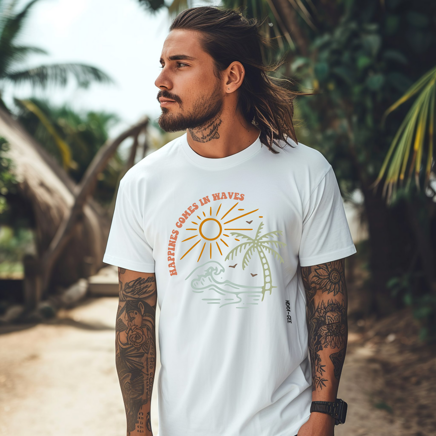 Unisex marškinėliai: happines comes in waves