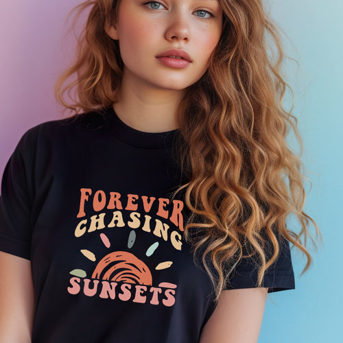 Unisex marškinėliai: forever chasing sunset 2