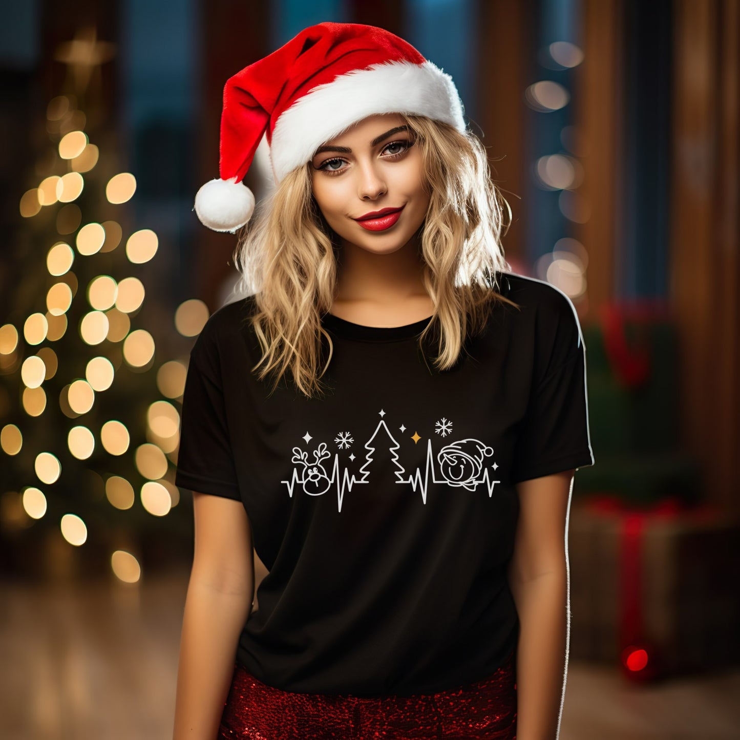 Unisex Christmas T-Shirt: Heartbeats of Christmas
