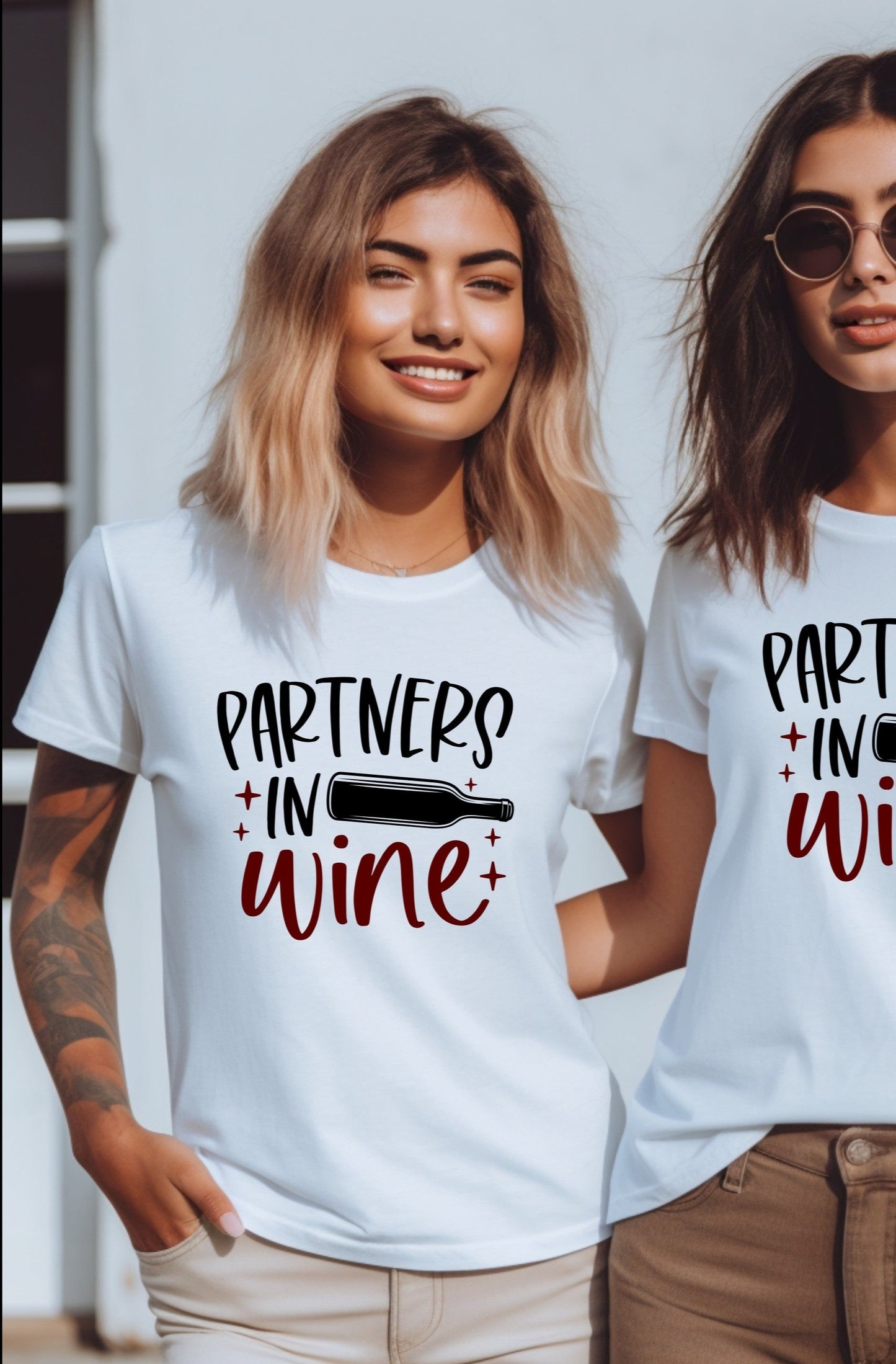 Unisex holiday shirt: Partners in wine