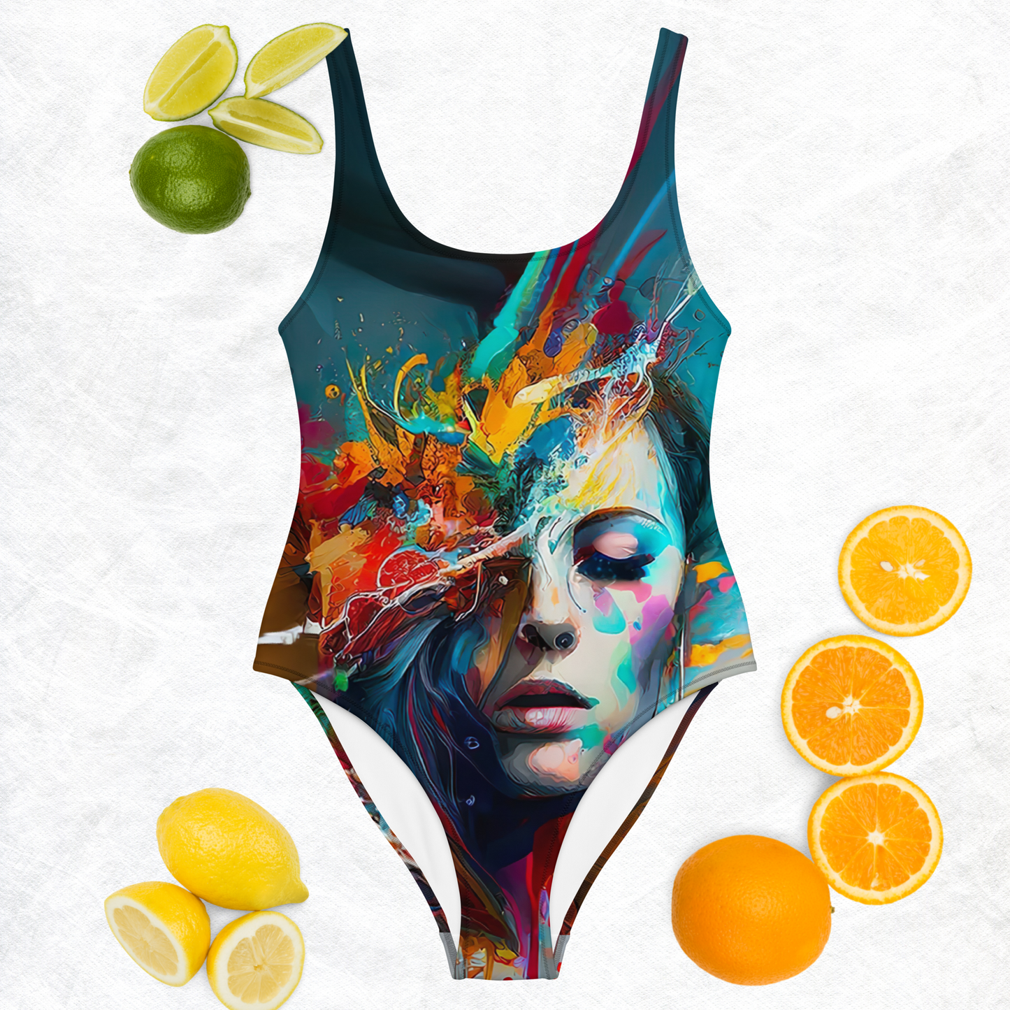 One-piece swimsuit color peace