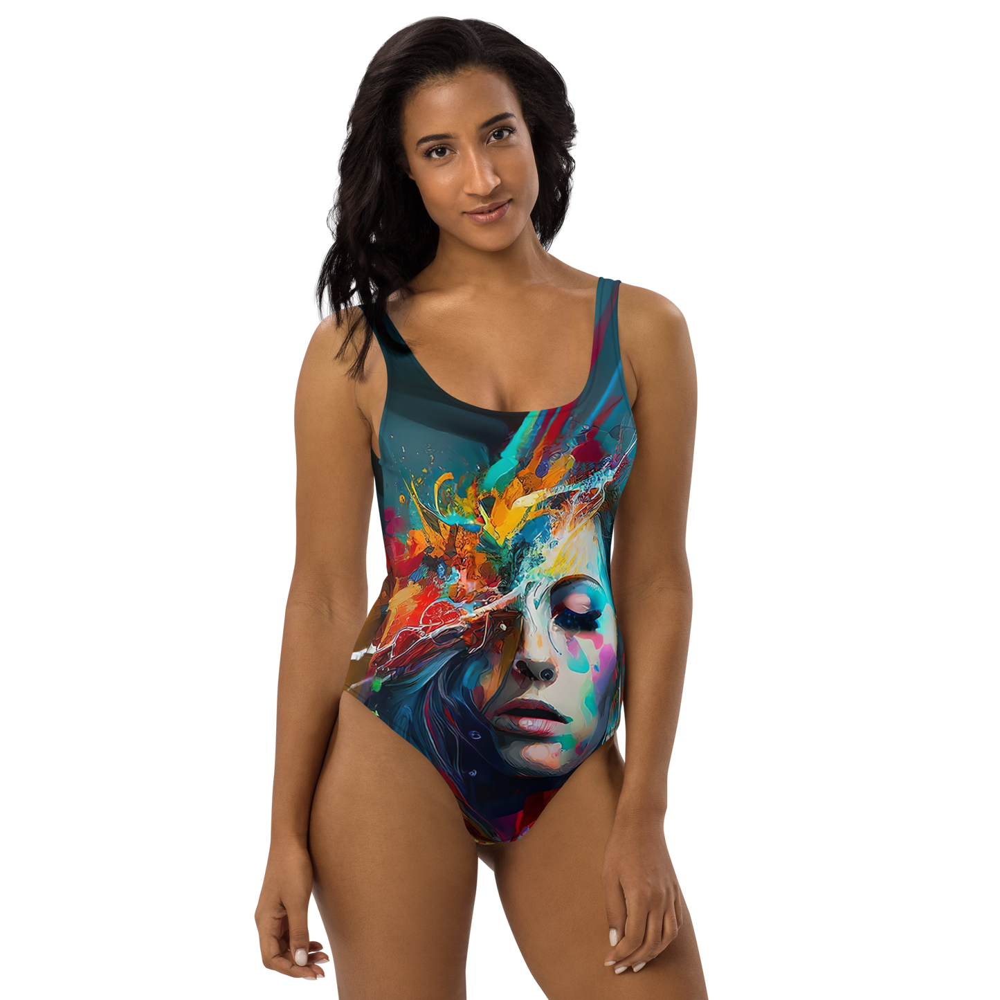 One-piece swimsuit color peace