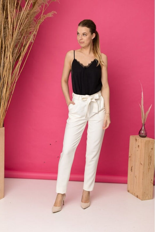 White dream pants, ecru color