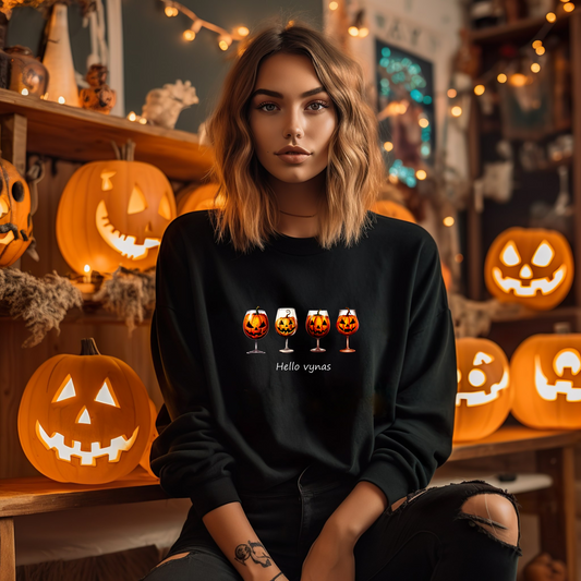 Unisex Halloween Sweater: Hello wine