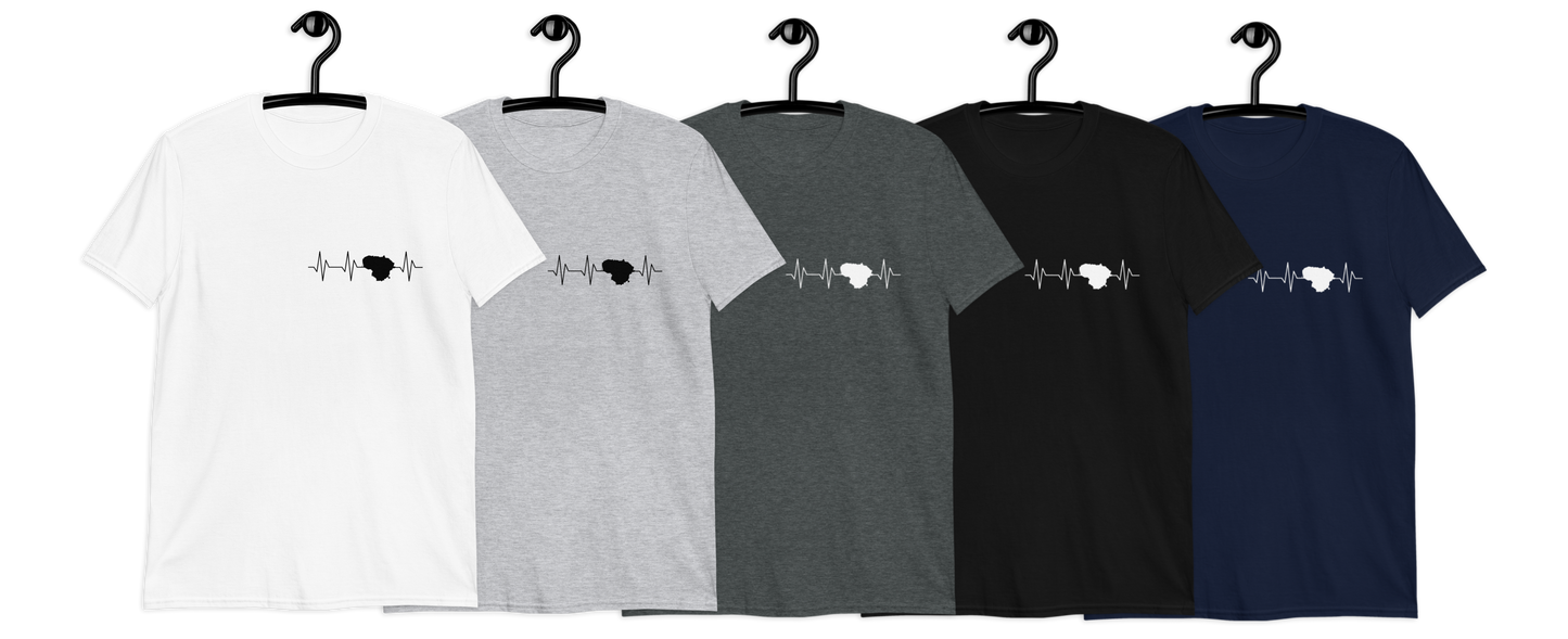 Unisex t-shirt with the heartbeat of Lithuania