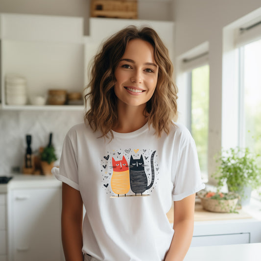 Organic cotton unisex t-shirt: Couple of cats