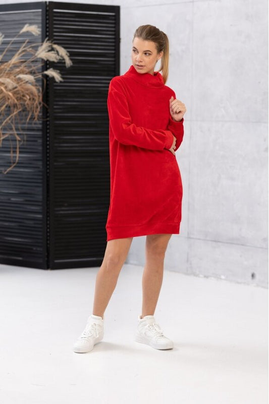 Red cotton velor dress