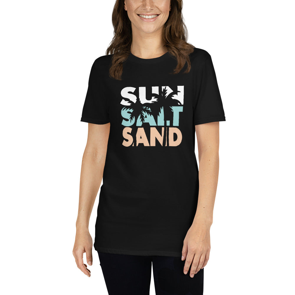 Unisex atostogų marškinėliai: Sun, Sand, Salt,