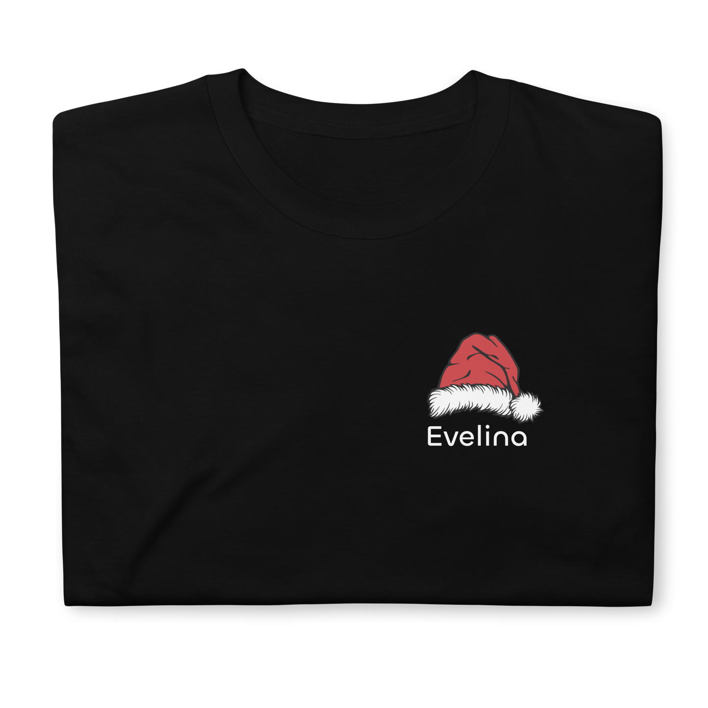 Unisex Personalized Christmas T-Shirt: Christmas Hat With Lettering
