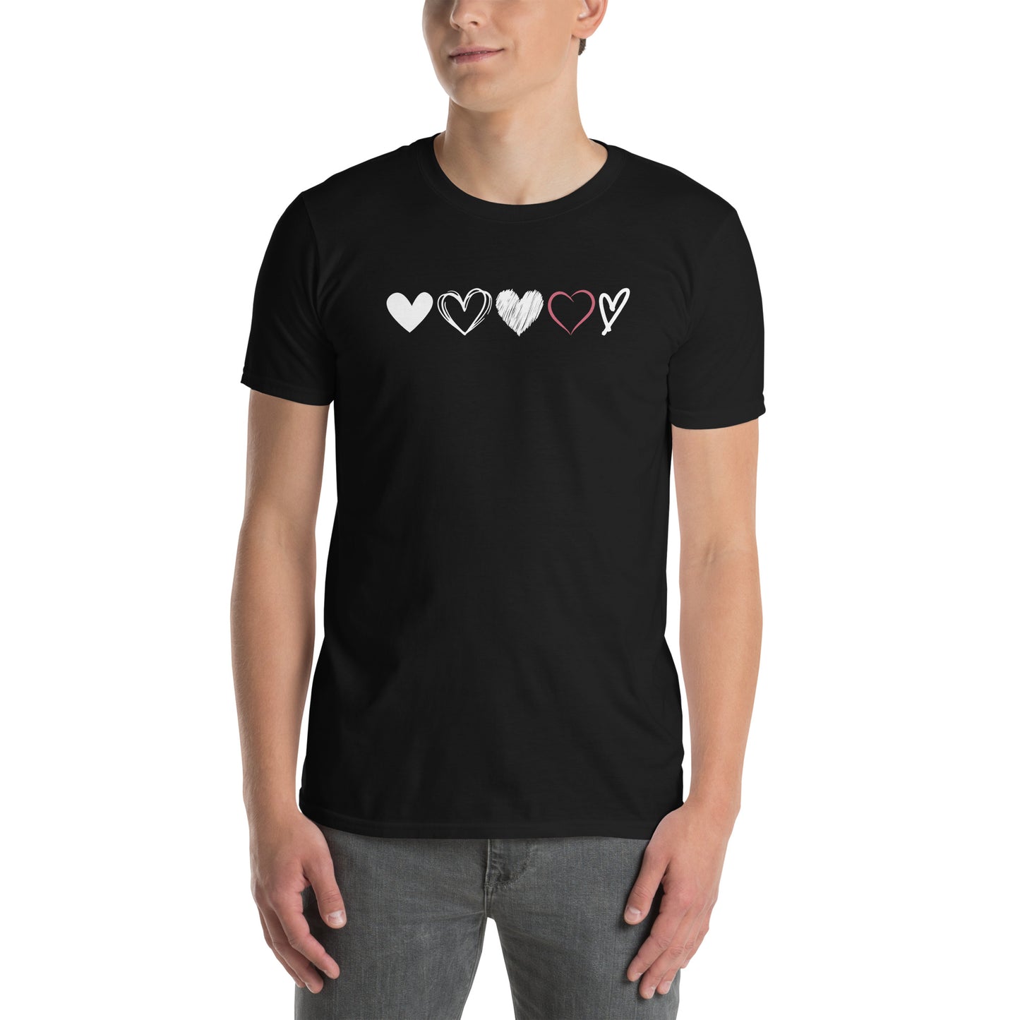 Unisex marškinėliai: Širdučių eilutė