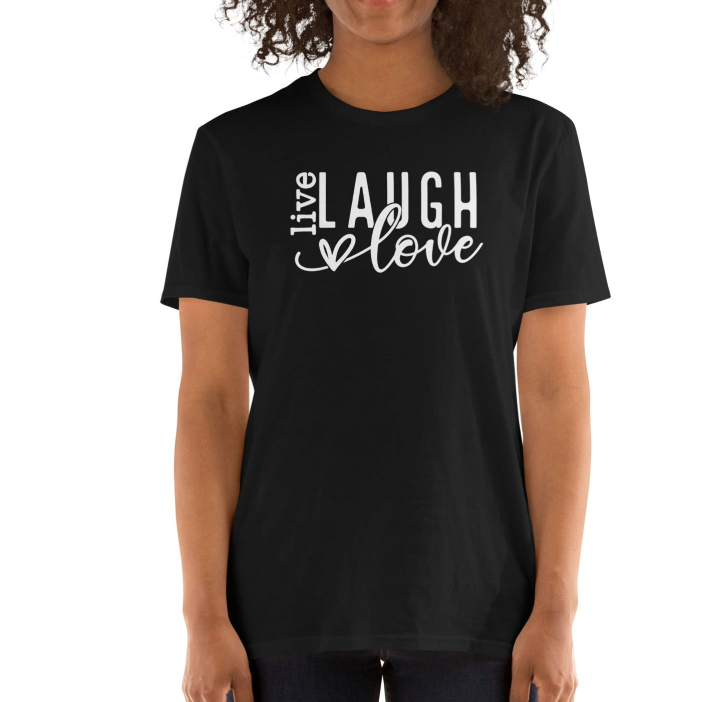 Unisex marškinėliai: Laugh, love, live