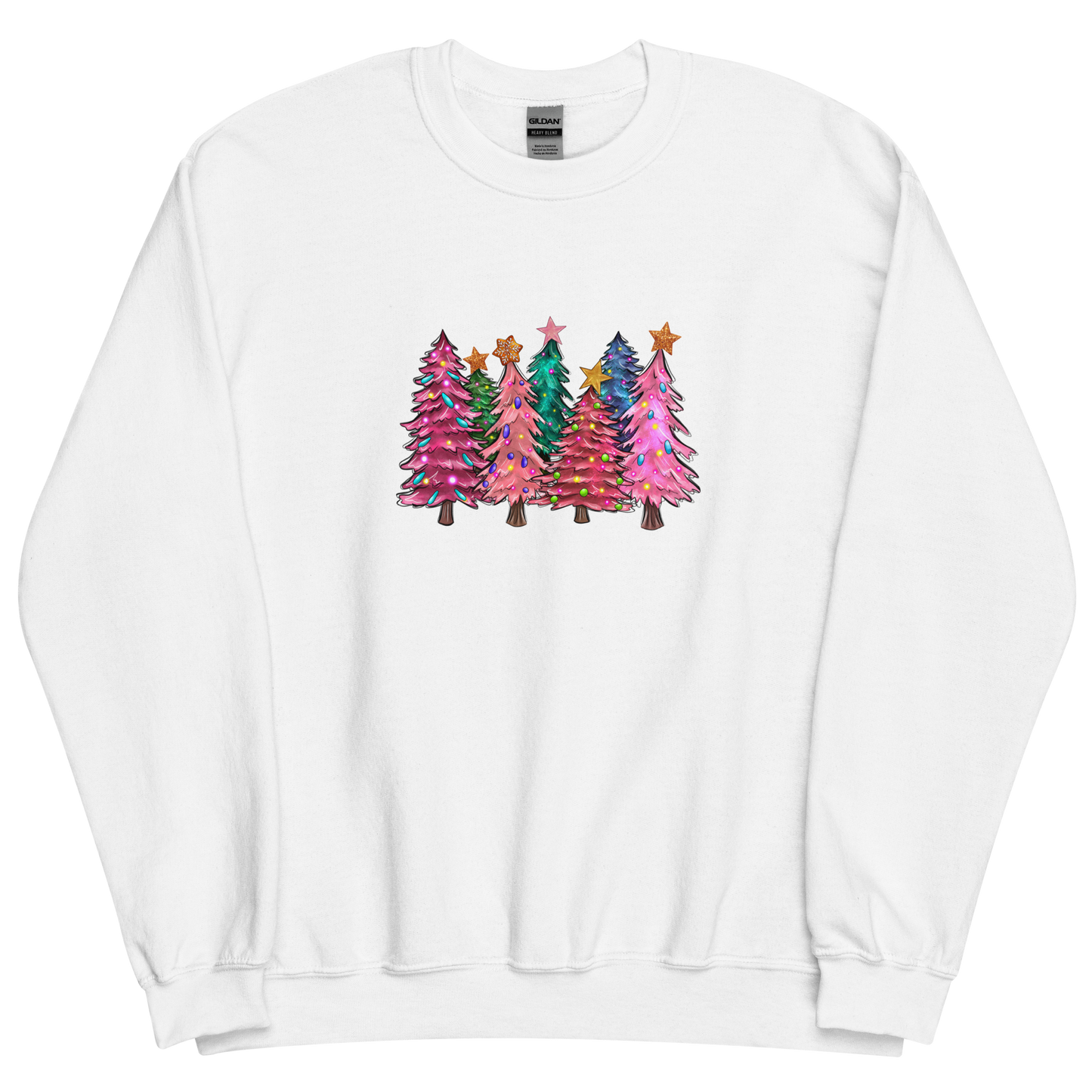 Unisex Christmas Sweater: Pink Christmas Trees