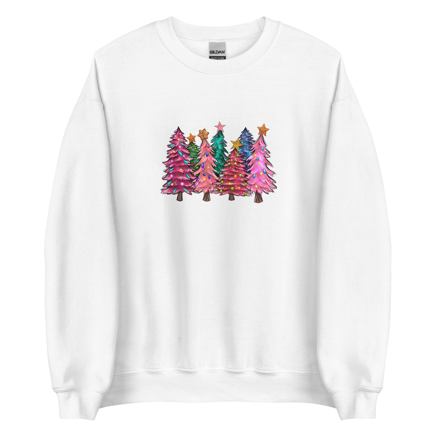 Unisex Christmas Sweater: Pink Christmas Trees