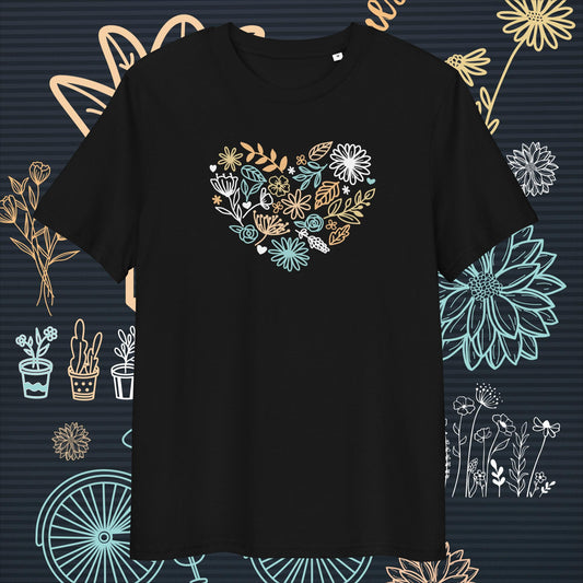 Organic Cotton Unisex T-Shirt: Wildflower Heart