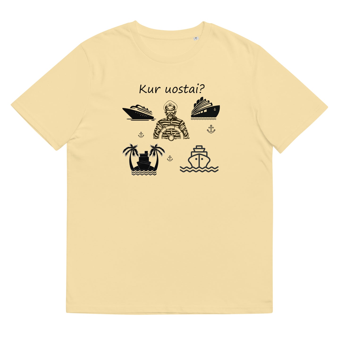 Organinės medvilnės unisex marškinėliai: "Kur uostai?"
