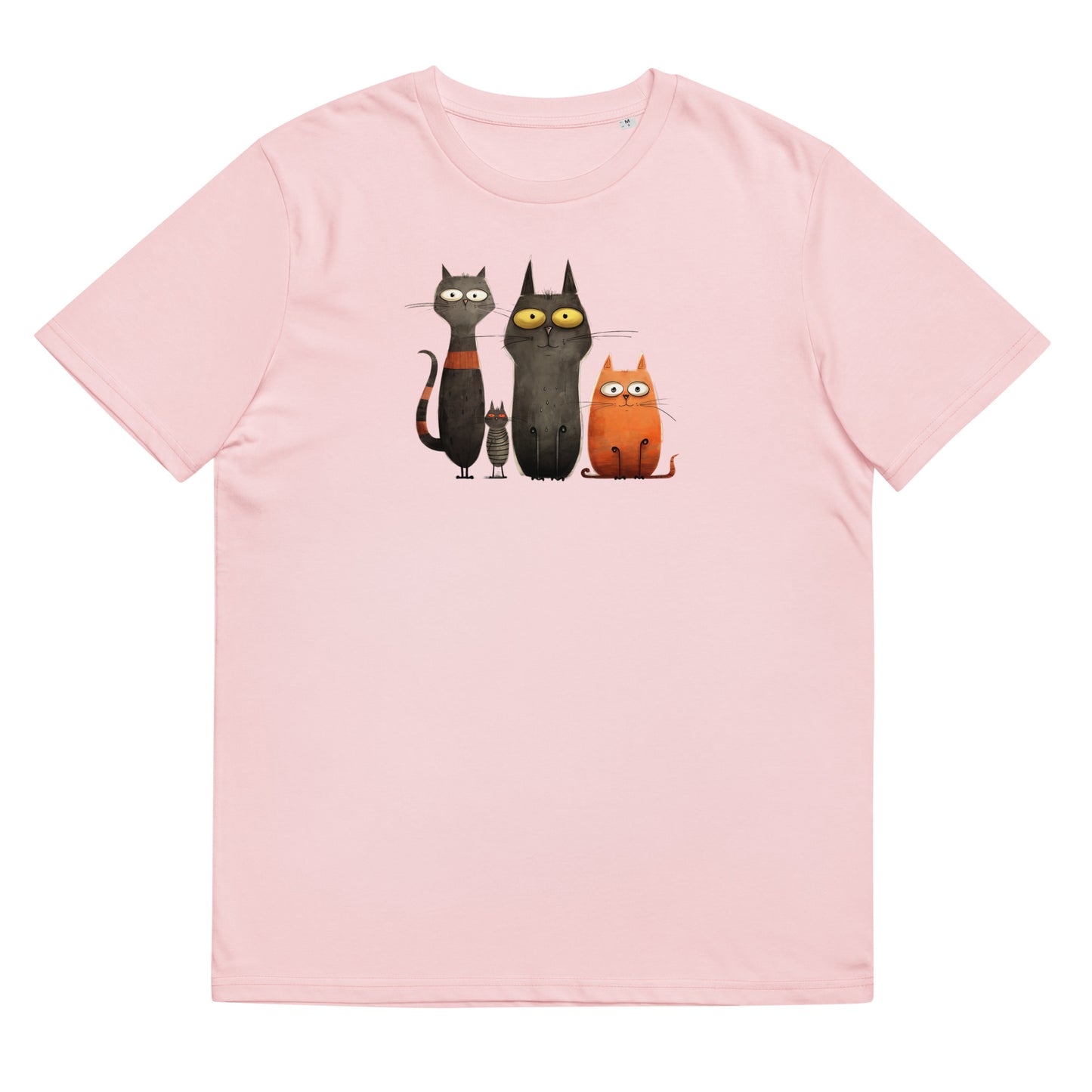 Organic cotton unisex t-shirt: four staring cats