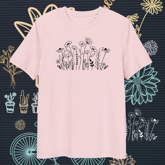 Organic Cotton Unisex T-Shirt: Wild Meadow Flowers
