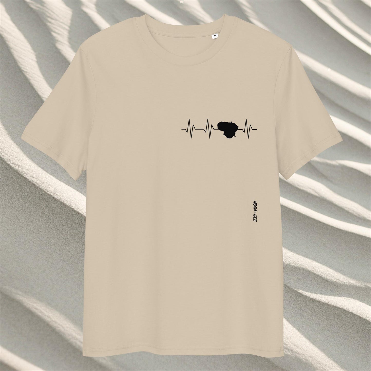 Organinės medvilnės unisex marškinėliai su Lietuvos širdies dūžiais