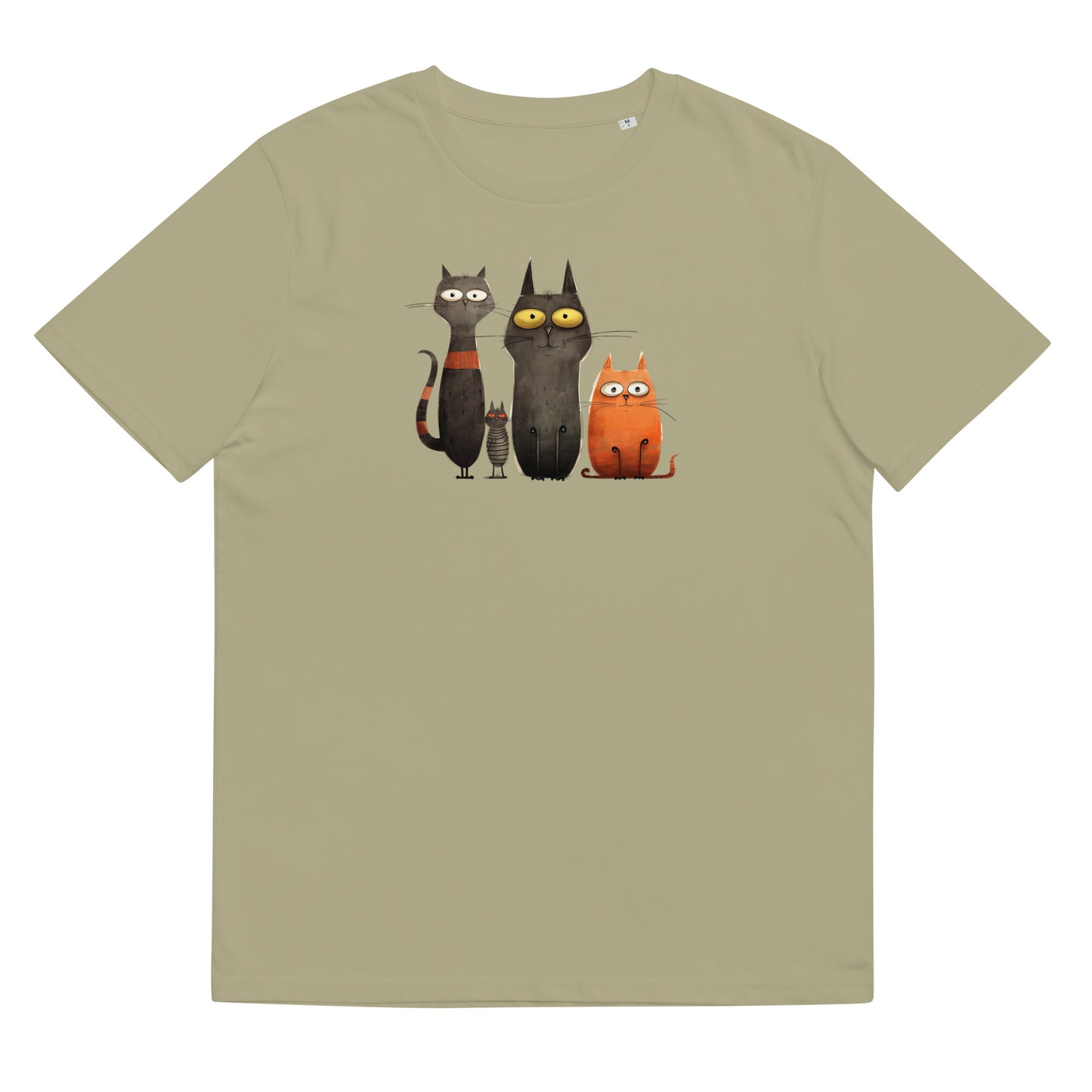 Organic cotton unisex t-shirt: four staring cats