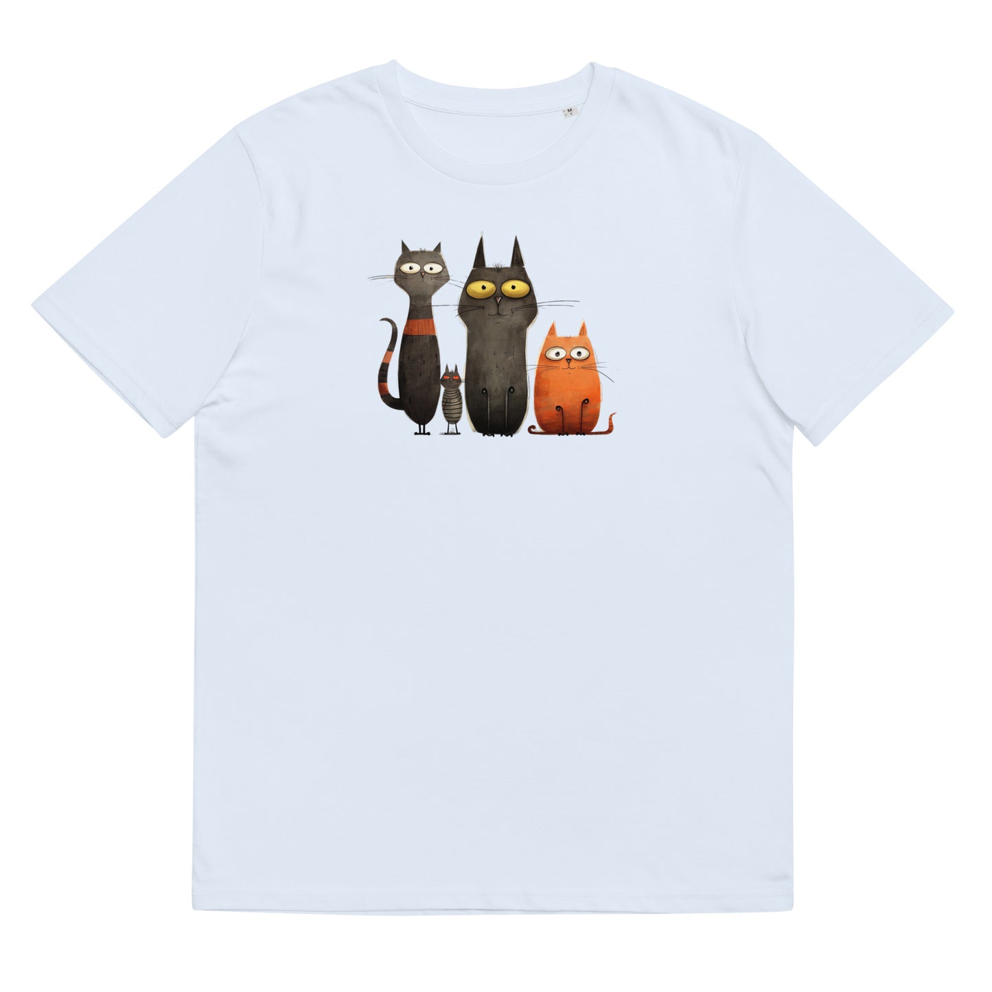 Organic cotton unisex t-shirt: four staring cats