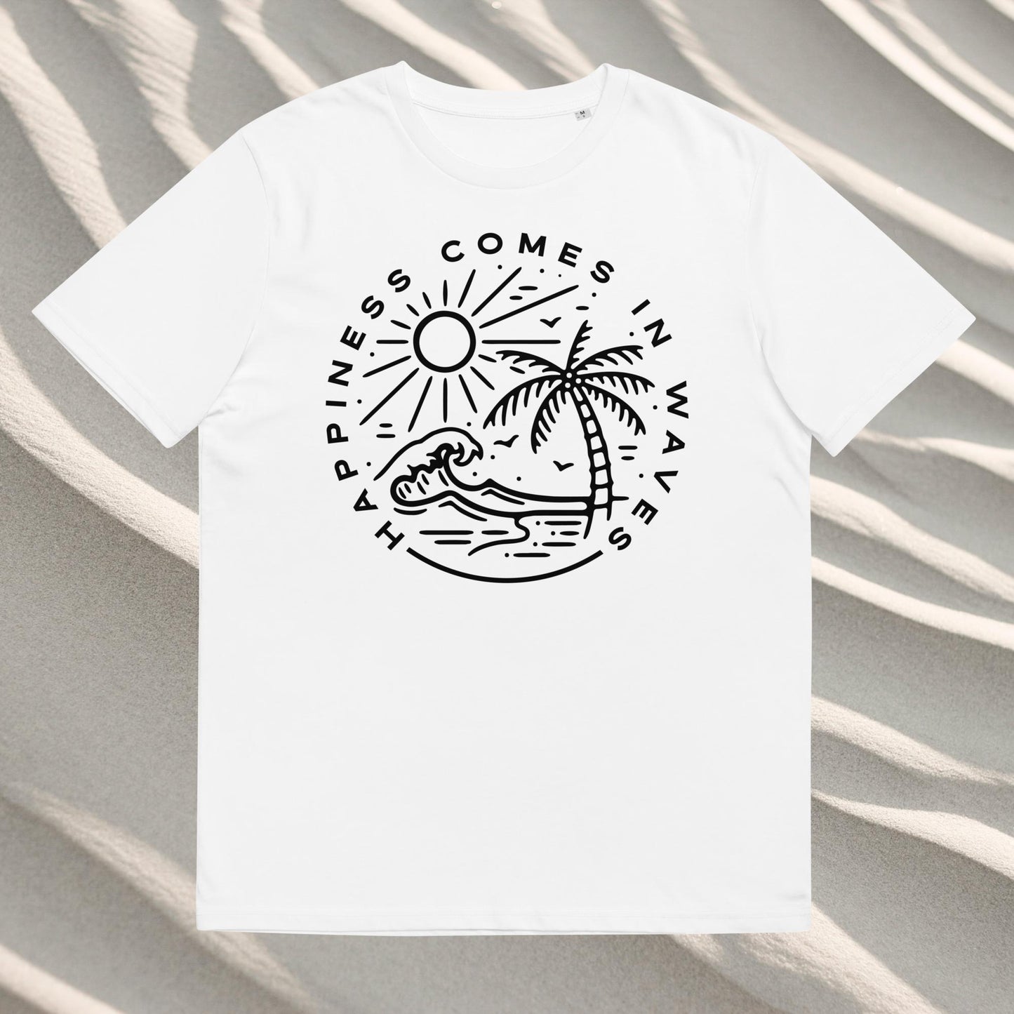 Organinės medvilnės unisex marškinėliai:  Happiness comes in waves