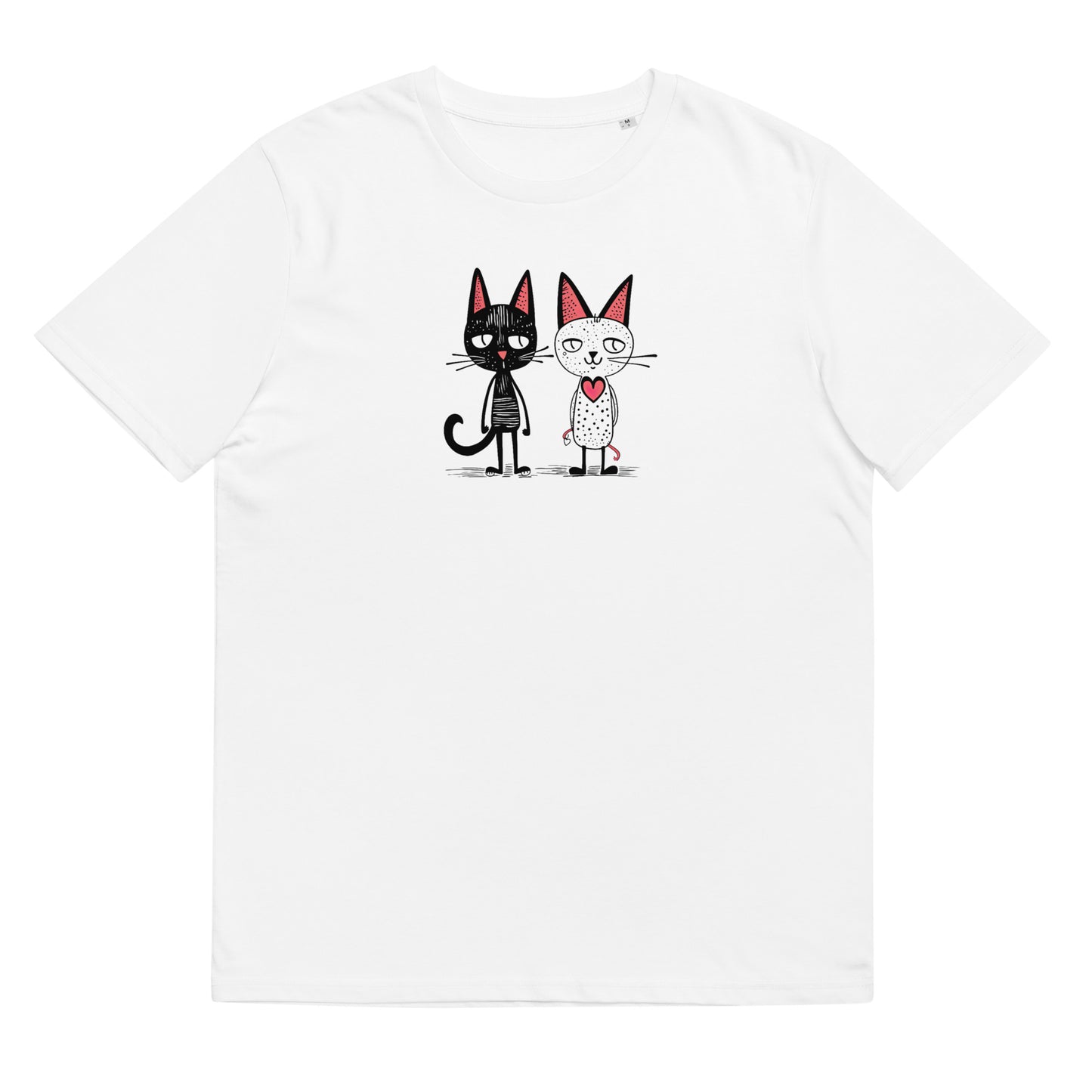 Organic cotton unisex t-shirt: Two cats, one heart