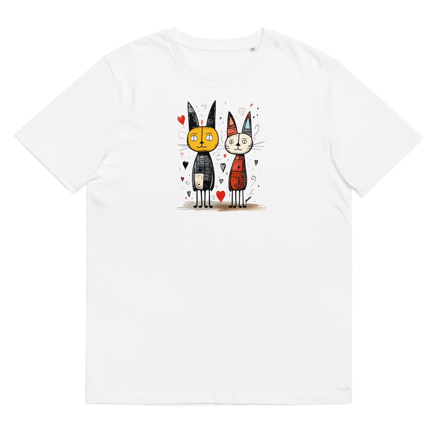 Organic cotton unisex t-shirt: two long-eared cats